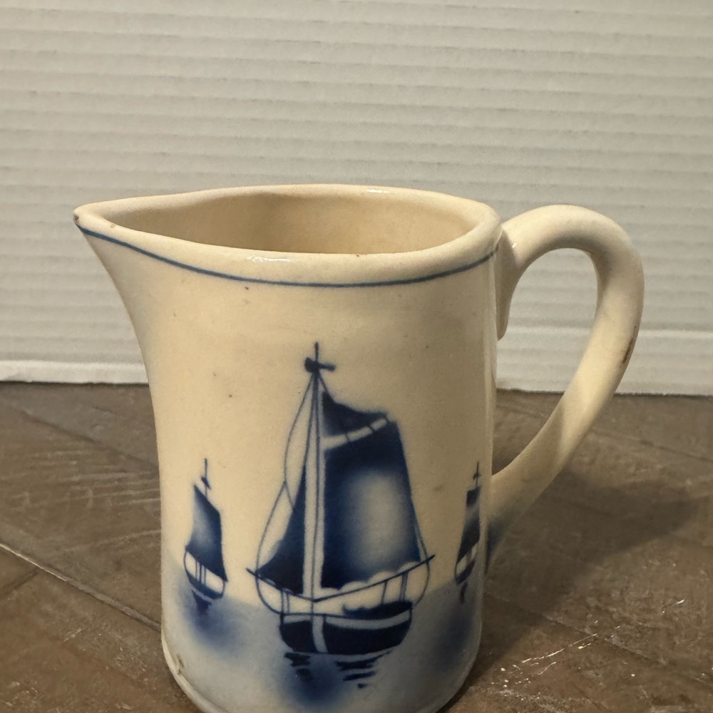 Antique Czechoslovakia
Delft Blue Sailboat Ceramic Pitcher
